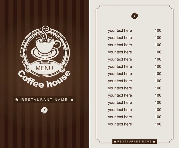 咖啡店的菜单 — 图库矢量图片