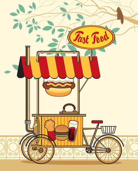 Roda de carrinho para fast food — Vetor de Stock