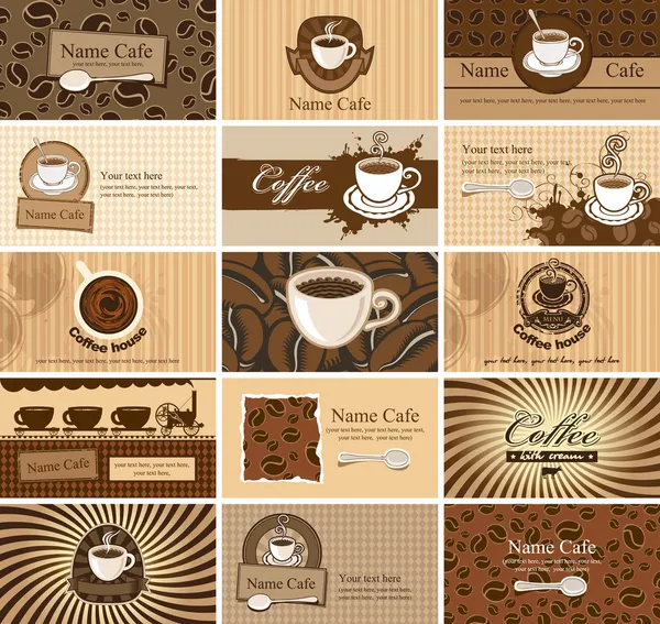 Cards on coffee — Stock Vector