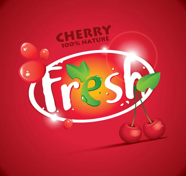 Cerezas frescas — Vector de stock