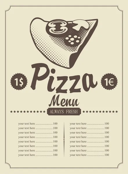 Menu with pizza — Stock Vector