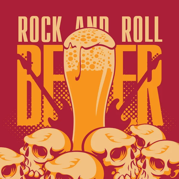 Bier und Rock 'n "Roll — Stockvektor