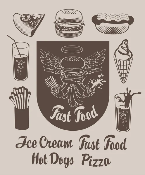 Fastfood set — Stockvector