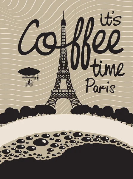 Káva a Paříž — Stockový vektor
