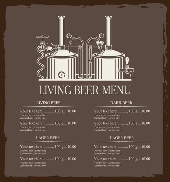 Living beer menu — Stock Vector
