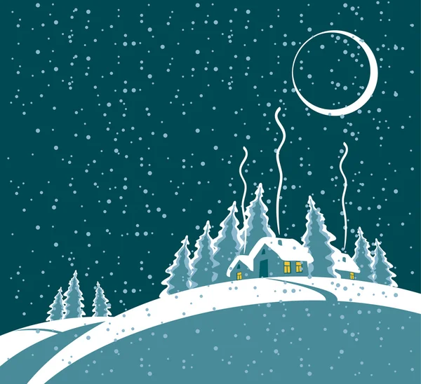 Zimní noc — Stockový vektor