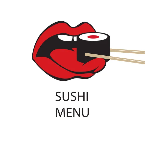 Sushi dans la bouche — Image vectorielle