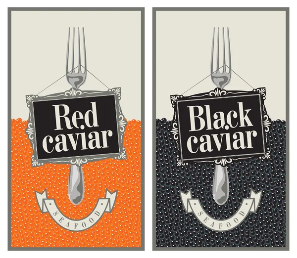 Červený a černý kaviár — Stockový vektor