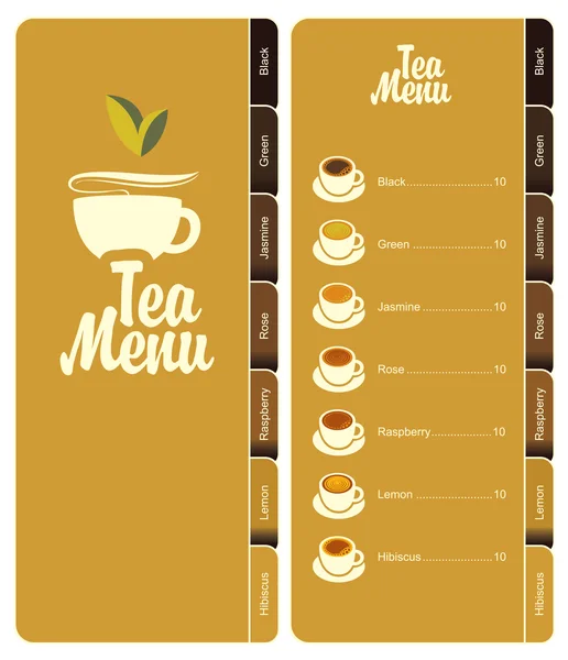 Tea menu — Stock Vector