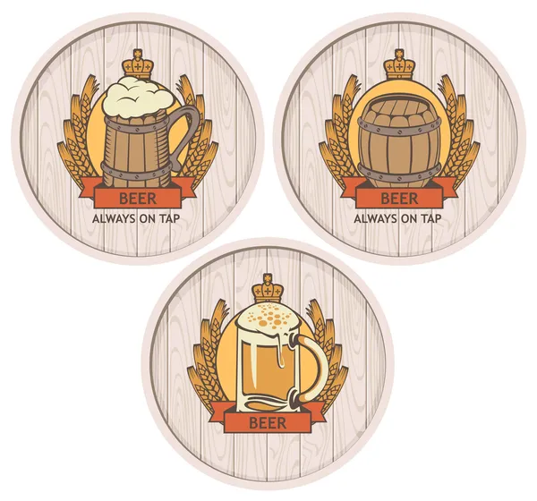 Barrel beer set — Stock Vector