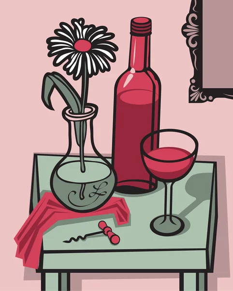 葡萄酒静物 — 图库矢量图片