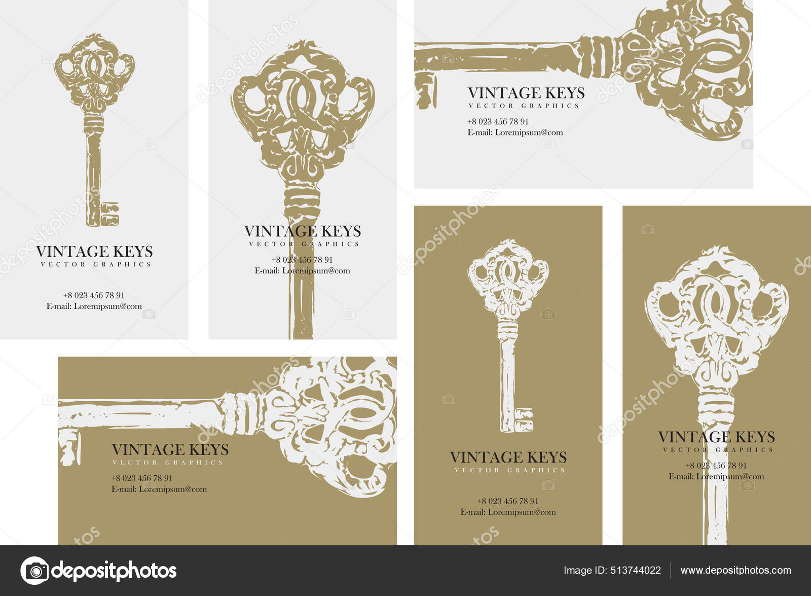 Set Business Cards Vintage Keys Suitable Real Estate Agency Jewelry Stock  Vector by ©paseven 513744022