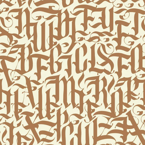 Naadloos Patroon Van Sierlijke Gotische Letters Monochroom Herhalende Achtergrond Met — Stockvector