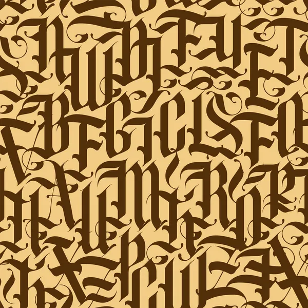 고트어 문자의 거무스름 패턴이다 글자들을 베이지 배경으로 알파벳 글자의 페이퍼 — 스톡 벡터