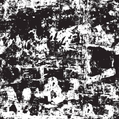 Grunge tarzında siyah ve beyaz, pürüzsüz desen. Boya lekeleri olan eski, kirli beton bir duvar. Tek renkli, kirli vektör arkaplanı. Duvar kağıdı, ambalaj kağıdı veya kumaş için uygun