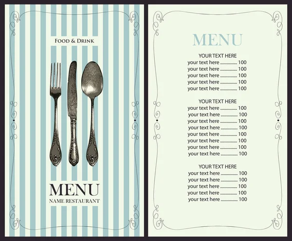 Menu Vectoriel Pour Restaurant Avec Liste Prix Couverts Dans Style — Image vectorielle