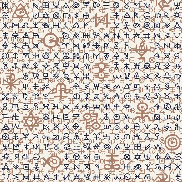 Modèle Abstrait Sans Couture Avec Des Runes Magiques Des Signes — Image vectorielle