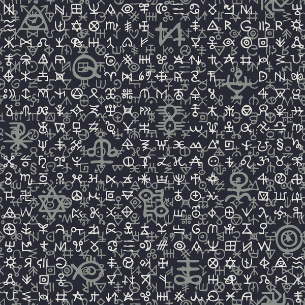 Motif Abstrait Sans Couture Avec Runes Magiques Signes Ésotériques Dans — Image vectorielle