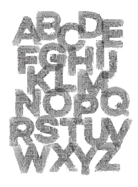 Black White Letters English Alphabet Textile Texture Stylish Trendy Fabric — стоковый вектор