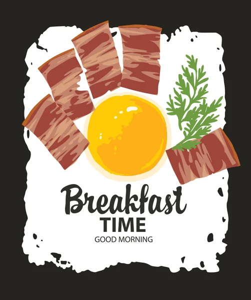 Morning Food Drink Menu Cafe Restaurant Hot Delicious Scrambled Egg — Stock Vector
