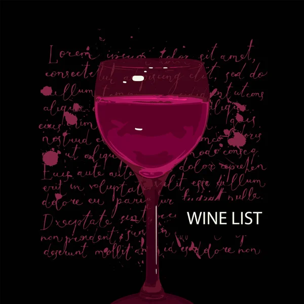 Carte Des Vins Pour Restaurant Café Avec Verre Vin Rouge — Image vectorielle