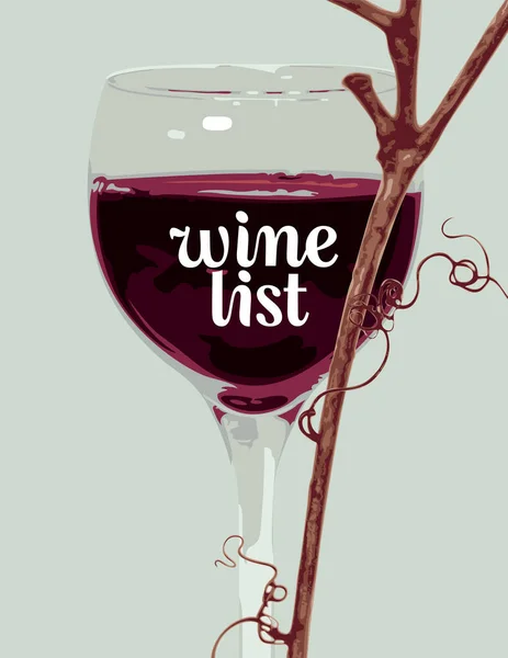 Lista Vinos Para Restaurante Cafetería Con Una Copa Vino Tinto — Archivo Imágenes Vectoriales