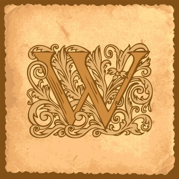 Beautiful Vector Initial Letter Vintage Style Fairy Tale Decor Old — Stock Vector