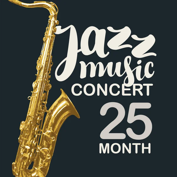 Stendardo Vettoriale Poster Concerto Musica Jazz Con Sassofono Dorato Realistico — Vettoriale Stock