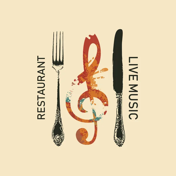 Menu Vetorial Banner Para Restaurante Com Música Vivo Decorado Com — Vetor de Stock