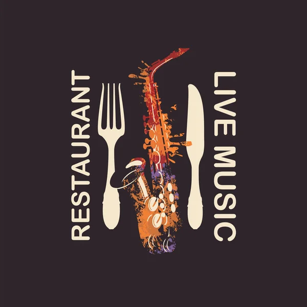 Vector Menu Banner Restaurant Live Music Decorated Fork Knife Abstract — Stock Vector