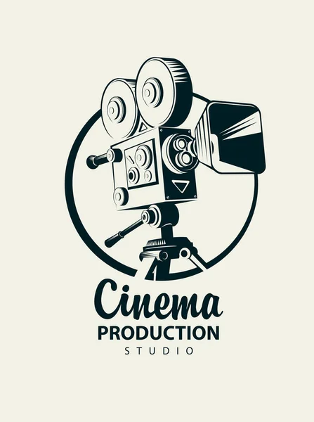 Ícone Vetor Logotipo Para Estúdio Produção Cinema Com Projetor Filme —  Vetores de Stock