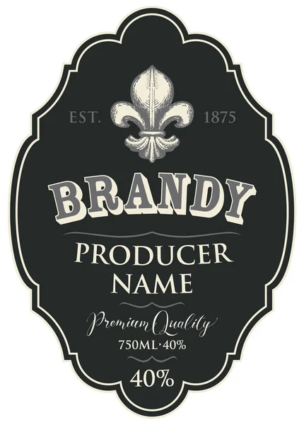Etiqueta Vetorial Para Brandy Com Uma Flor Lis Desenhada Mão —  Vetores de Stock