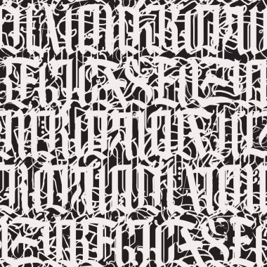 Büyük Gotik harflerin kusursuz deseni. Ortaçağ Latince harfleriyle özgeçmiş tekrarı. İngiliz alfabesindeki harflerin vektör dokusu. Duvar kağıdı, ambalaj kağıdı, kumaş
