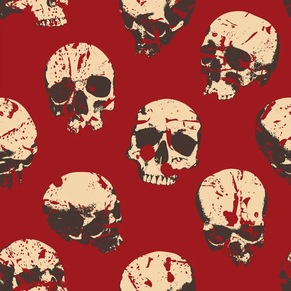 Seamless Pattern Sinister Skulls Looking Out Dark Vector Background Human — Stock Vector