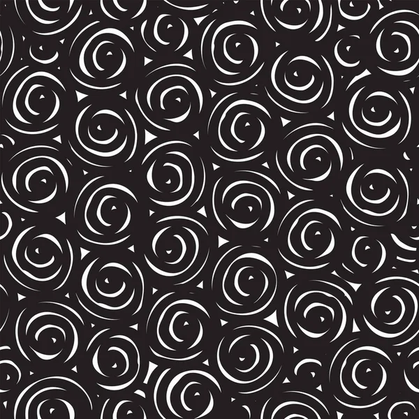 Abstract Zwart Wit Naadloos Patroon Met Spiraalvormige Doodles Vector Herhaalt — Stockvector