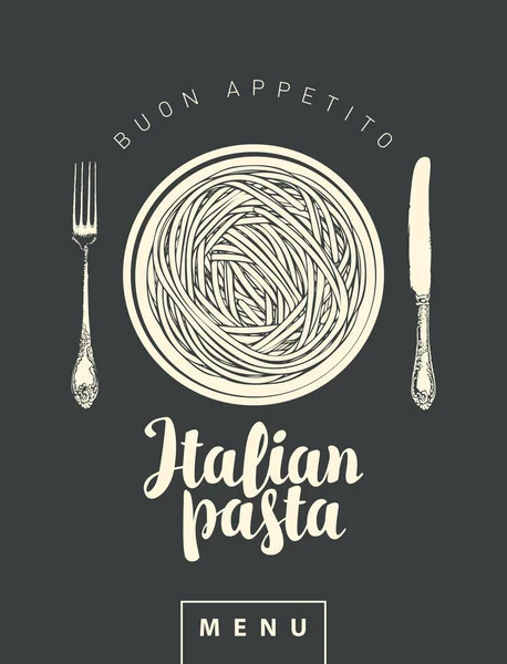 Vector Banner Menu Italian Restaurant Menu Template Italian Pasta Cutlery — Vettoriale Stock