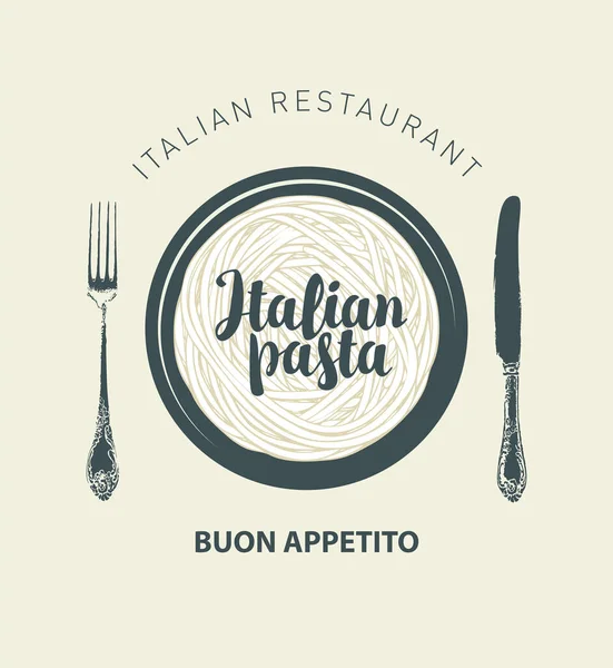 Vector Banner Menu Italian Restaurant Menu Template Italian Pasta Cutlery — Wektor stockowy