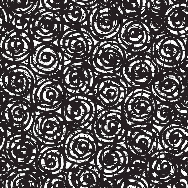 Abstract Seamless Pattern Tangled Spiral Black Doodles Repeating Vector Background — Stockvector
