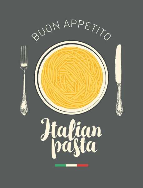Vector Banner Menu Italian Restaurant Menu Template Italian Pasta Cutlery — Stock Vector