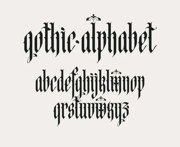Gothic Font Full Set Letters English Alphabet Vintage Style Medieval — Stock vektor