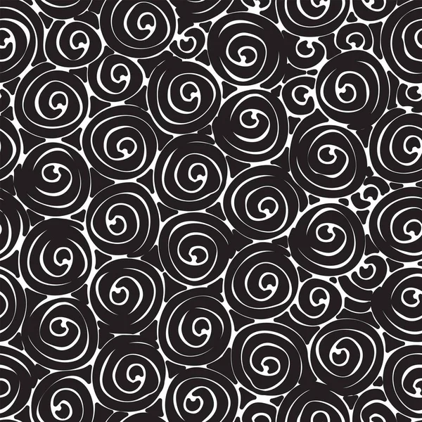 Abstract Seamless Pattern Black White Spiral Doodles Vector Repeating Background — Stockvector