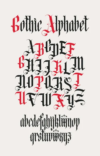 Gothic Font Full Set Letters English Alphabet Vintage Style Medieval — Stock vektor