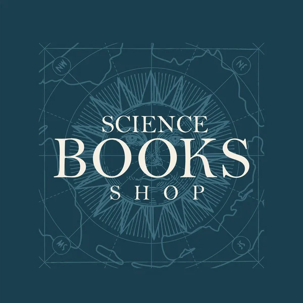 Vector Banner Science Books Shop Inscription Background Hand Drawn Sun — Stockový vektor