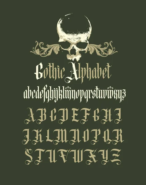 Gothic Font Full Set Capital Letters English Alphabet Vintage Style — ストックベクタ