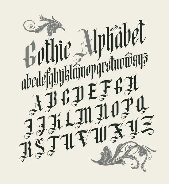 Gothic Font Full Set Capital Letters English Alphabet Vintage Style — Stock Vector