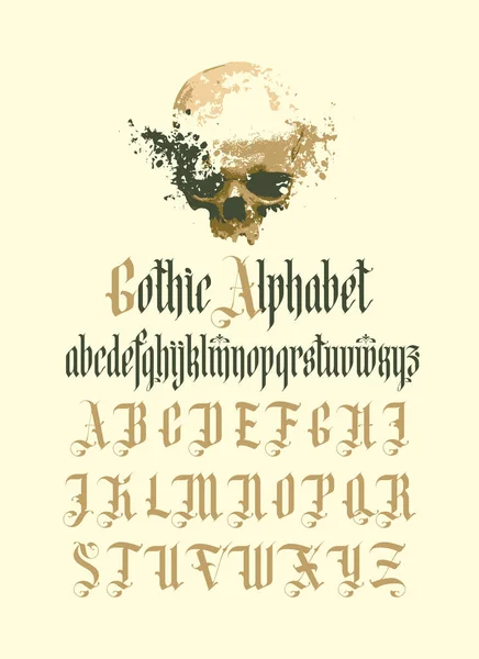 Gothic Font Full Set Capital Letters English Alphabet Vintage Style — Stock Vector