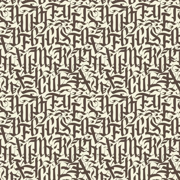 Seamless Pattern Ornate Gothic Letters Monochrome Repeating Background Ancient Latin — Vetor de Stock