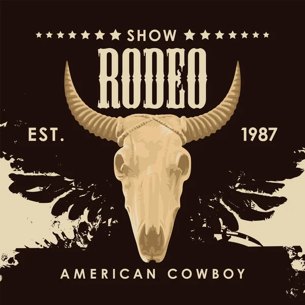 Banner Para Cowboy Rodeo Show Estilo Retro Ilustração Vetorial Com — Vetor de Stock