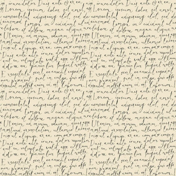 Vektornahtloses Muster Mit Handschriftlichem Text Auf Dem Alten Papierhintergrund Lorem — Stockvektor