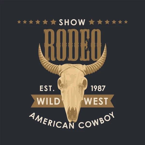 Banner Για Ένα Σόου Του Cowboy Rodeo Εικονογράφηση Διάνυσμα Κρανίο — Διανυσματικό Αρχείο